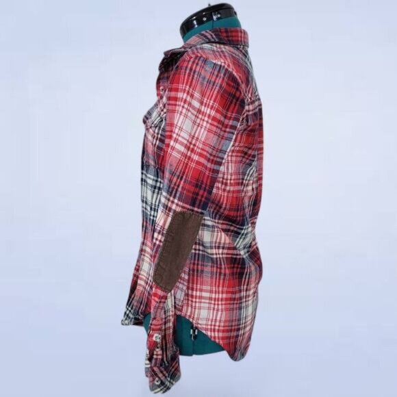 Kavu Billie Jean Button Red and Blue Flannel Plaid Shirt - Size Small - Picture 3 of 11